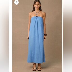 MON RENN AELIA MIDI DRESS - BLUE NWT
